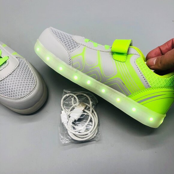 Gleam Kicks high top G65GG shoes LED light glow grey green lace kids 2.5 READ - Picture 10 of 13